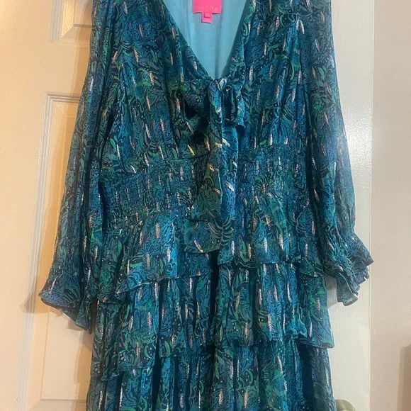 Lilly Pulitzer dress in  Navy tide Catty Purrsonality! Size 16 ! - Picture 6 of 8